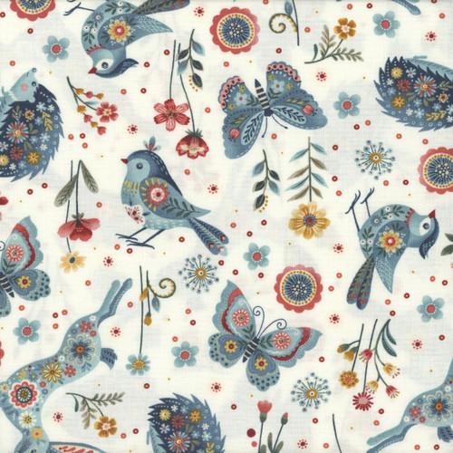 Henry Glass Fabrics Norwegian Forest Mary Jane Carey Cream Woodland Character Toss