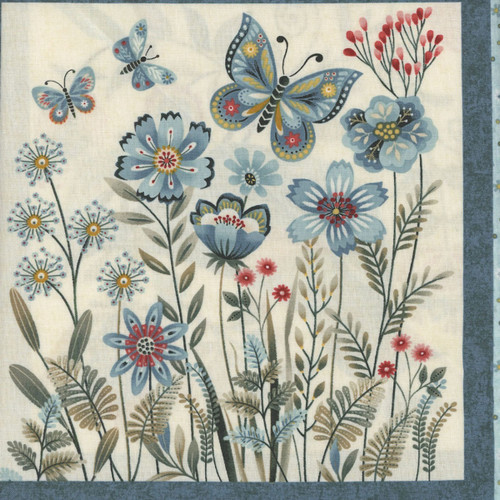 Henry Glass Fabrics Norwegian Forest Mary Jane Carey Pale Blue Forest Blocks