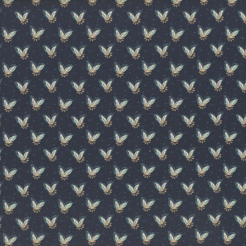 Henry Glass Fabrics Lost Gardens of Heligan Michelle Yeo Prussian Blue Feathery Foulard