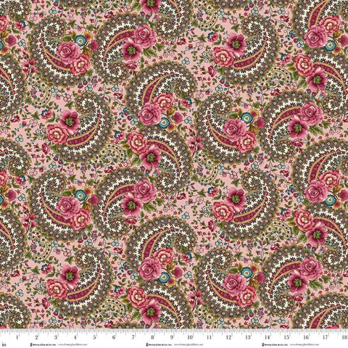 Henry Glass Fabrics Lost Gardens of Heligan Michelle Yeo Pink Green Floral Paisley