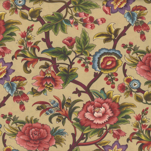 Henry Glass Fabrics Lost Gardens of Heligan Michelle Yeo Caramel Brown Heligan Floral Vine