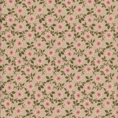 Henry Glass Fabrics Lost Gardens of Heligan Michelle Yeo Tan Pink Cream Bachelor Buttons Floral