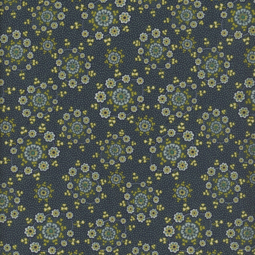 Henry Glass Fabrics Love Struck Kim Diehl Navy Blue Daisy Wreaths