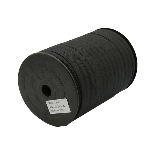 Black Braided Elastic 3/8 Inch Wide - Roll of 144 yard