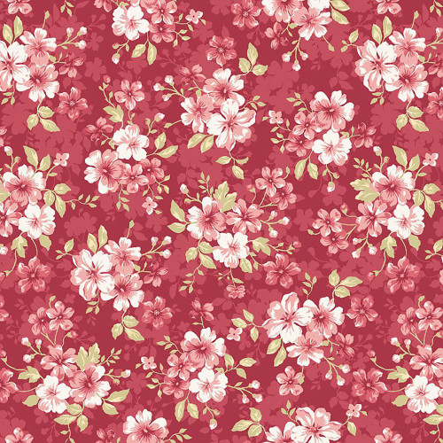 Studio E Fabrics Fabrics Elizabeth Max Tate Pomegranate Pink Floral Bouquet Toss