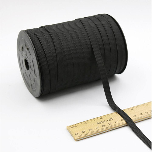 Black Braided Elastic 3/8 Inch Wide - Sold in 24 yard Pieces.