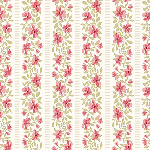 Studio E Fabrics Fabrics Elizabeth Max Tate Parchment Cream Floral Stripe