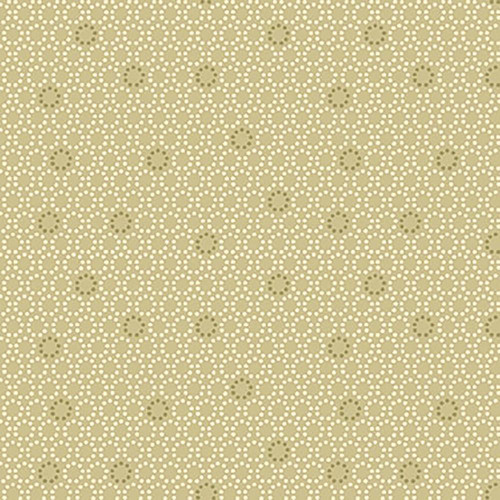 Studio E Fabrics Elizabeth Max Tate Sage Green Dotted circles fabric, featuring a pattern of white dotted circles on a sage green background.