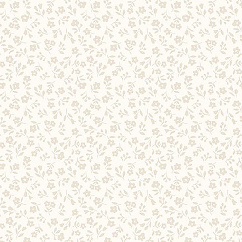 Studio E Fabrics Fabrics Elizabeth Max Tate Cream Ditsy Floral, cream-colored floral print fabric with small scattered floral and leaf motifs.