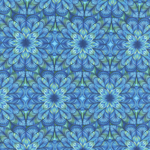Studio E Fabrics Fabrics Flower Fusion Crazy Marie Blue  Green Geometric Flower