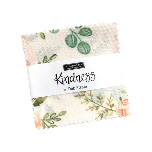 Moda Fabrics Kindness Deb Strain Mini Charm 2.5 Inch Squares, fabric with floral and botanical print design.