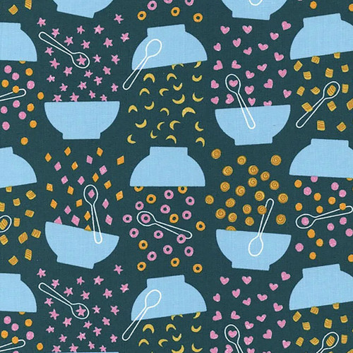 Moda Fabrics Egg and Friends Kimberly Kight Ruby Star Society Flying Cereal Breakfast Galaxy Blue