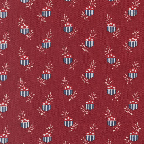 Moda Fabrics American Gatherings Primitive Gatherings Patriotic Star Shield Deep Crimson Red