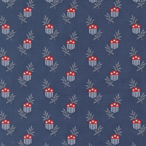 Moda Fabrics American Gatherings Primitive Gatherings Patriotic Star Shield Nautical Blue Blue
