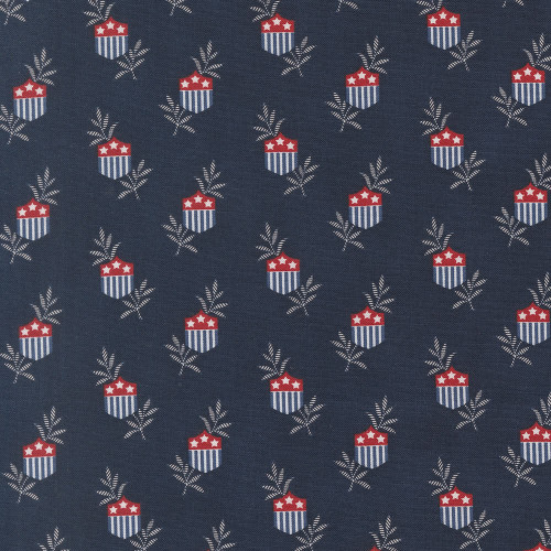 Moda Fabrics American Gatherings Primitive Gatherings Patriotic Star Shield Navy Blue