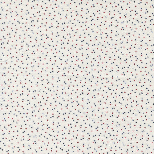 Moda Fabrics American Gatherings Primitive Gatherings Americana Confetti Cloud Cream, fabric with small navy and red triangle confetti pattern on a cream background.
