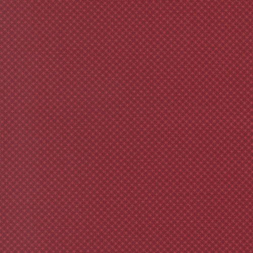 Moda Fabrics American Gatherings Primitive Gatherings Cross Stitch Deep Crimson Red, deep crimson red fabric with small cross-stitch pattern for quilting and crafting.