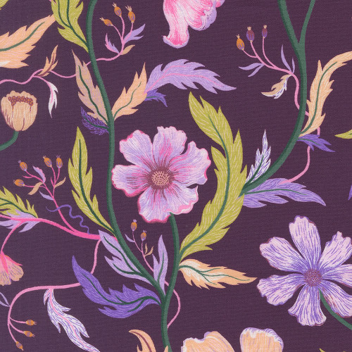 Moda Fabrics Floral Fondant Linn Warme Nouveau Floral Vine Plum Purple