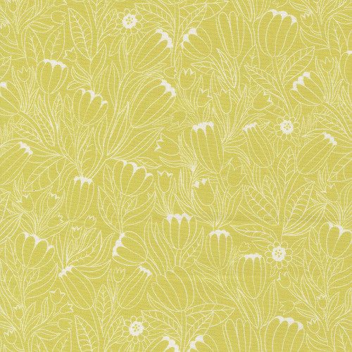 Moda Fabrics Floral Fondant Linn Warme Pen and Ink Floral Collage Citrine Green