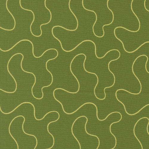 Moda Fabrics Floral Fondant Linn Warme Spiraling Threads  Leaf Green