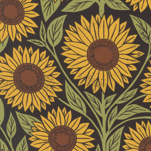 Moda Fabrics Garden Series Katharine Watson Sunflower Floral Midnight Black