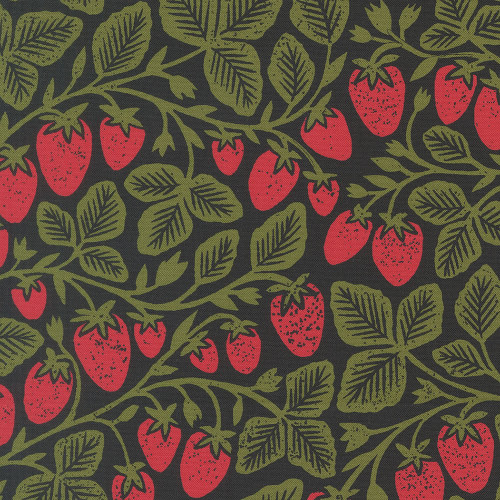 Moda Fabrics Garden Series Katharine Watson Strawberry Novelty Midnight Black