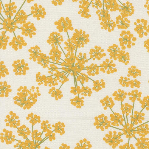Moda Fabrics Garden Series Katharine Watson Fennel Floral Cream, floral fabric with yellow flowers on a cream background