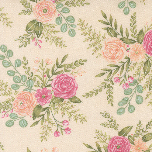 Moda Fabrics Kindness Deb Strain Rose Garden Flowers Peach Pink Orange