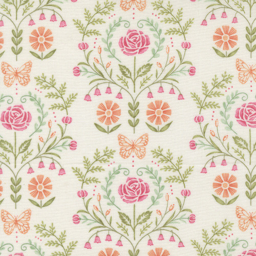 Moda Fabrics Kindness Deb Strain Kindness Frame Damask Dogwood Pink Peach Cream