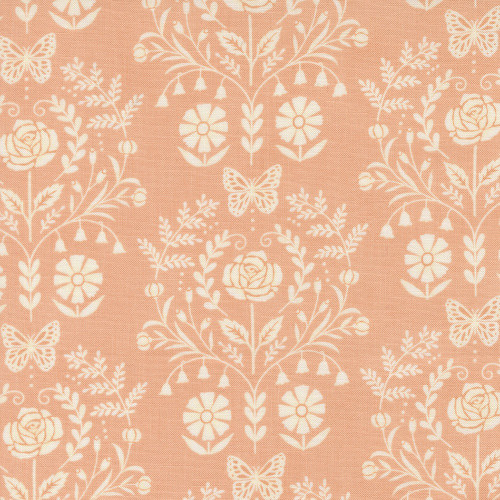 Moda Fabrics Kindness Deb Strain Kindness Frame Damask Coral Pink