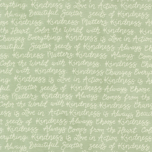 Moda Fabrics Kindness Deb Strain Kind Words Text and Words Sage Green