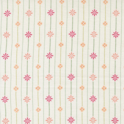 Moda Fabrics Kindness Deb Strain Petals In The Wind Floral Stripe Dogwood Pink Peach Cream