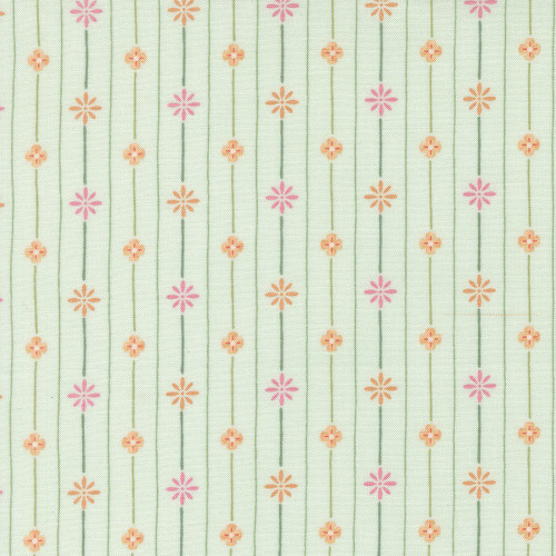 Moda Fabrics Kindness Deb Strain Petals In The Wind Floral Stripe Mist Green Pink
