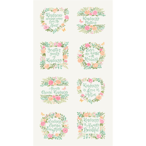 Moda Fabrics Kindness Deb Strain Kindness Panel Inspirations 24 Dogwood Pink Peach Cream