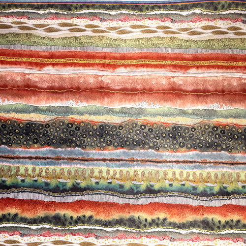 Windham Fabrics Flora & Form Essoldo Design Fire Opal Red Strata Minnky Fleece