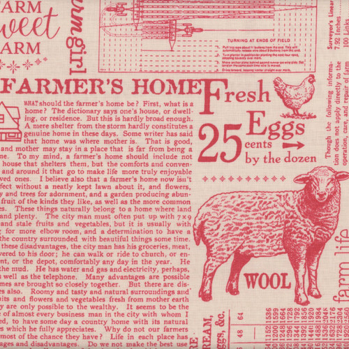 Riley Blake Fabrics Farmer's Daughter by Lori Holt Farm Life Background Tea Rose