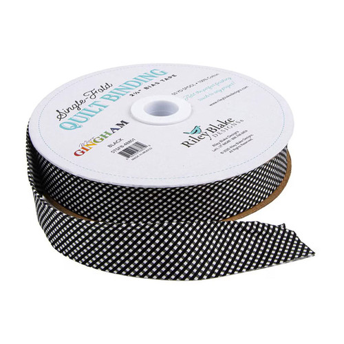 Riley Blake Fabrics Single Fold Quilt Binding Black Micro Gingham
