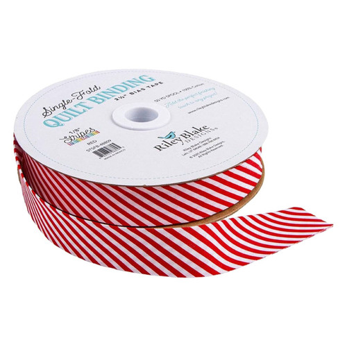 Riley Blake Fabrics Single Fold Quilt Binding Red 1/8 Inch Stripe