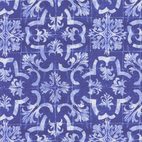 Andover Fabrics Ceramica by Two Can Art Blue Tiles