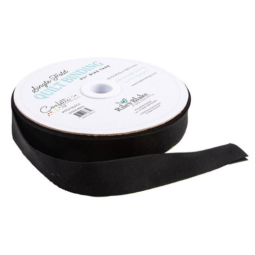 Riley Blake Fabrics Single Fold Quilt Binding Pitch Black Confetti Solid, black quilt binding tape with a smooth texture and generous length for quilting projects.