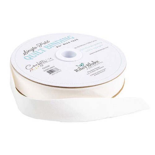 Riley Blake Fabrics Single Fold Quilt Binding Cloud White Confetti Solid, white fabric quilt binding roll with confetti dot pattern.