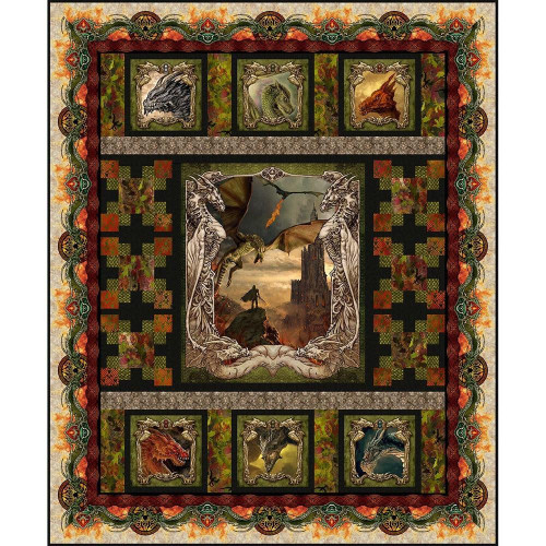 In The Beginning Fabrics Dragons - The Ancients Twin Size Quilt Kit