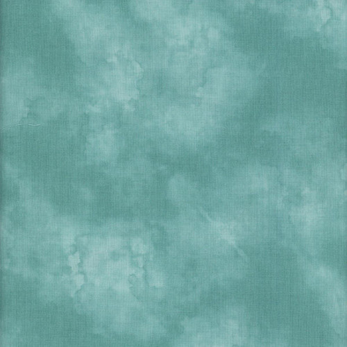 Wilmington Prints Fabrics Mist Nancy Mink Texture Teal, teal fabric with a watercolor-like textured pattern.