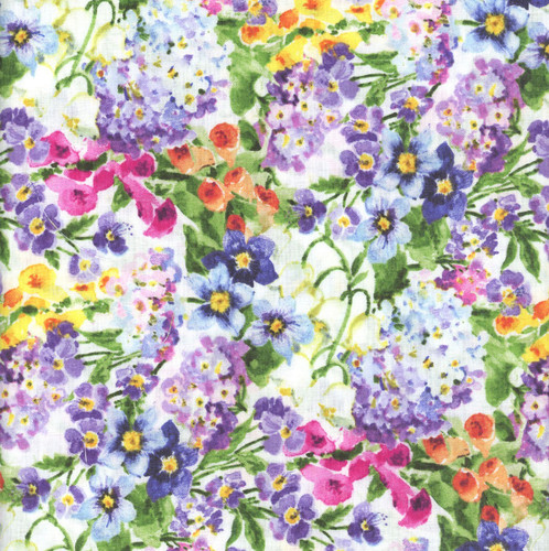 Wilmington Prints Fabrics Floral Flutter Susan Winget Packed Florals White