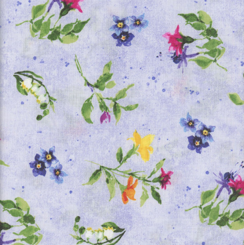 Wilmington Prints Fabrics Floral Flutter Susan Winget Large Floral Toss Purple