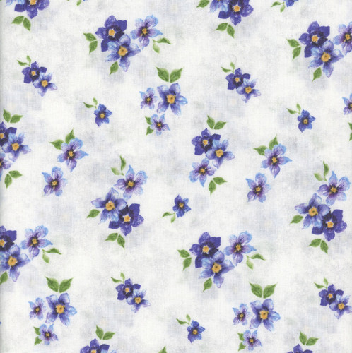 Wilmington Prints Fabrics Floral Flutter Susan Winget Pansy Toss Light Gray