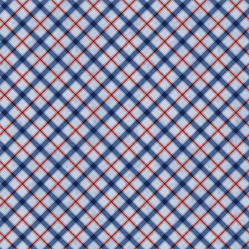 Wilmington Prints Fabrics Founding Glory Jennifer Pugh Plaid Blue, a fabric with a plaid pattern featuring blue, white, and red lines.