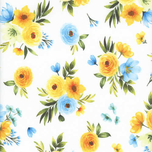 Wilmington Prints Fabrics Gentle Meadow Lola Molina Bouquet Toss White