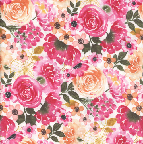 Wilmington Prints Fabrics Peony Blossoms By The Lakeside Art Studio Packed Florals Multi