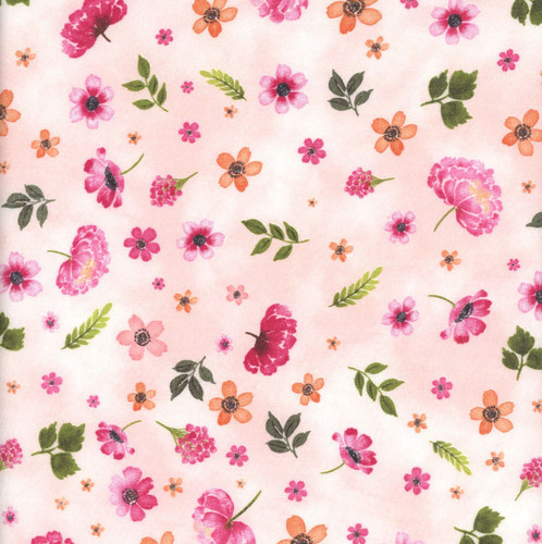 Wilmington Prints Fabrics Peony Blossoms By The Lakeside Art Studio Tossed Flowers Pink